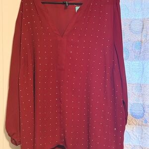 Maurices Red Blouse with Studded Detail